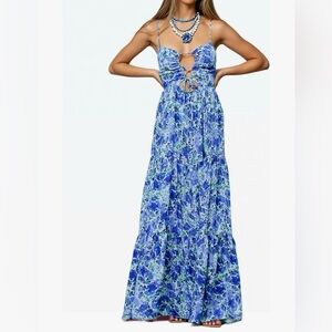 Floral Blue Maxi Dress